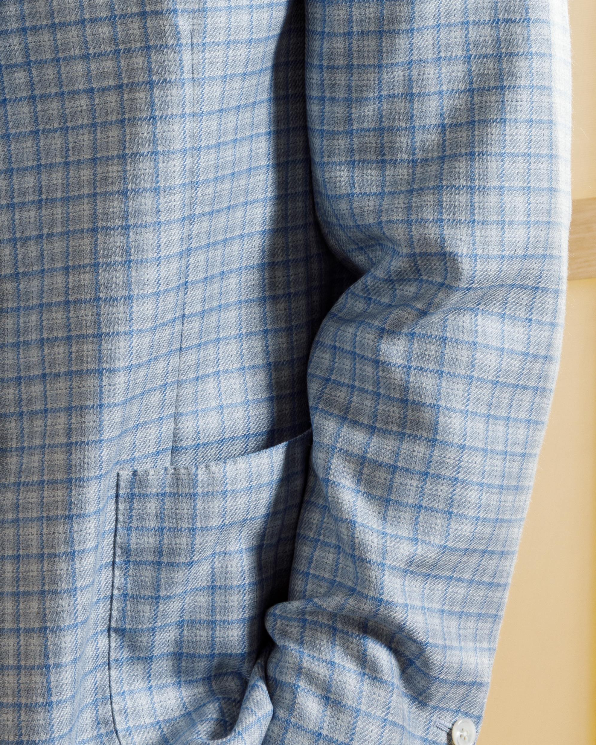JACKETINTHEBOX®, Giacca monopetto color azzurro con quadri celesti - immagine 3