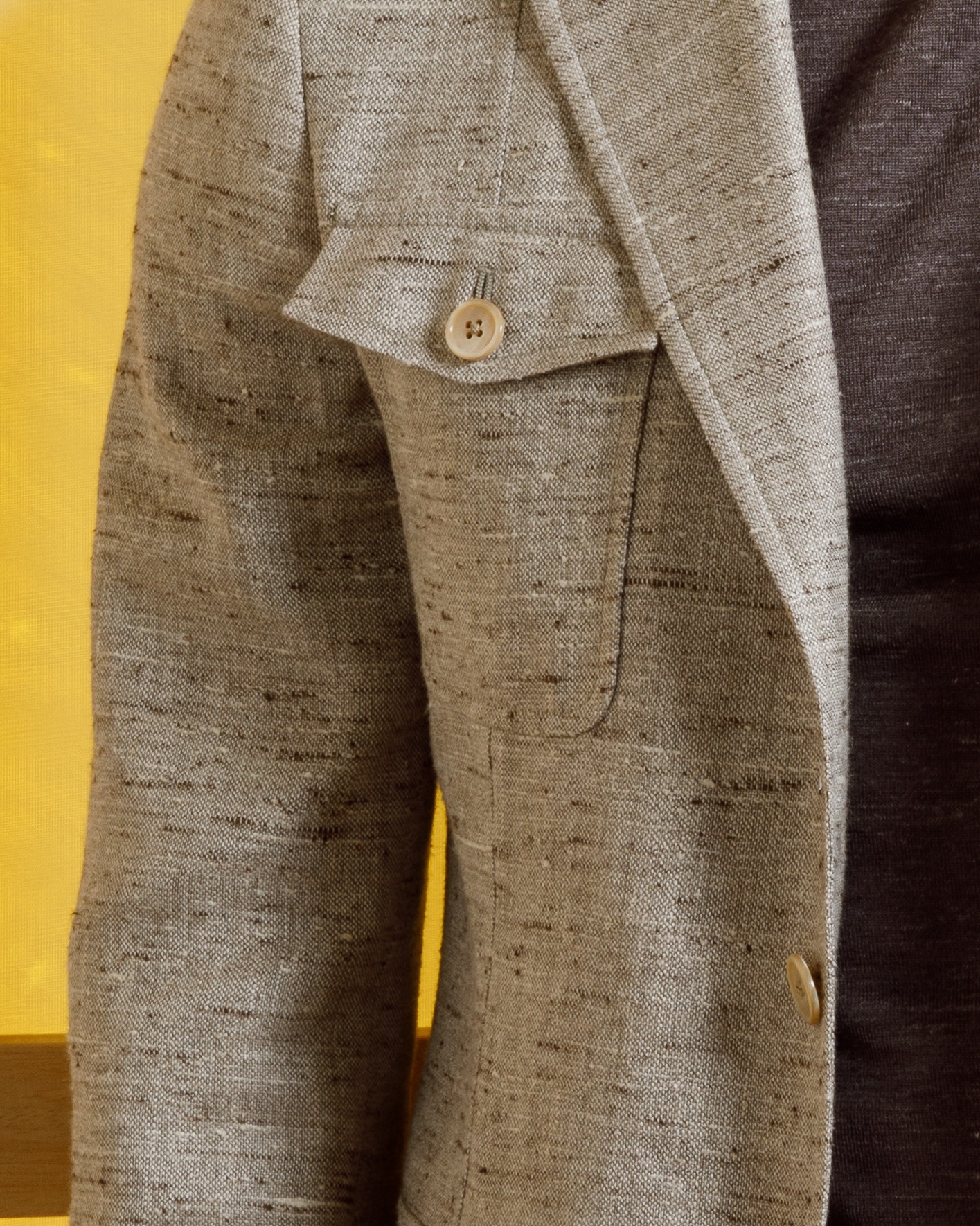 JACKETINTHEBOX®, Giacca sahariana color sabbia con fiammature marroni e bianche - immagine 4